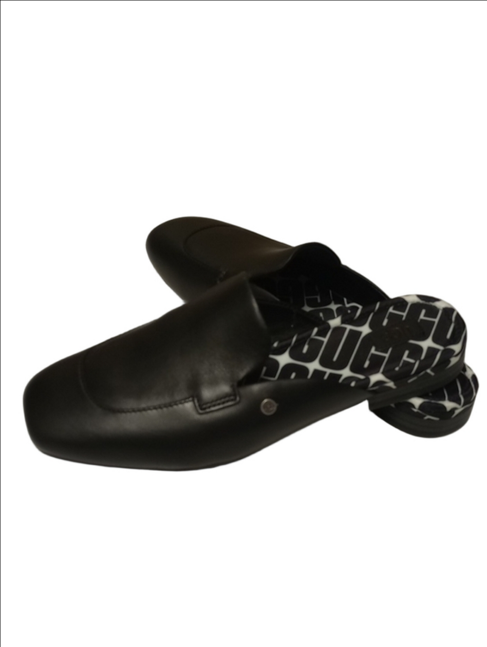 🆕 UGG "JANAYA" BLACK LAMB LEATHER MULES WITH LOGO LINING ◾NWOT - Picture 2 of 11